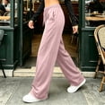 thumbnail image 4 of Ozmmyan Womens Fleece Wide Leg Sweatpants for Womens Drawstring Elastic Waist Baggy Lounge Pants with Pockets, 4 of 5