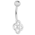 thumbnail image 1 of Celtic Design Belly Button Ring Clear with CZ Gems, 1 of 2