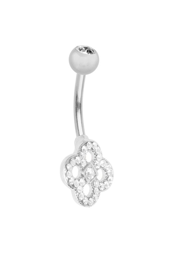 Celtic Design Belly Button Ring Clear with CZ Gems
