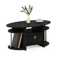 thumbnail image 4 of Furinno JAYA Simple Design Oval Coffee Table with Bin, Americano, Stainless Steel Tubes, 4 of 6