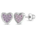 thumbnail image 1 of 925 Sterling Silver Pave CZ Heart Screw Back Earrings Babies Infants Girls, 1 of 7