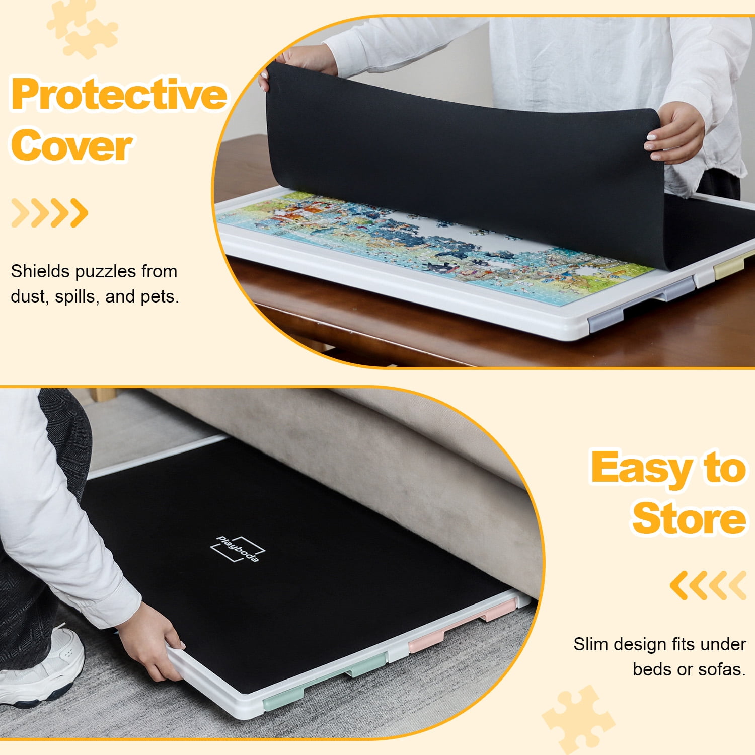 Playboda 1000 Piece Rotating Plastic Puzzle Board with 4Drawers and Cover, 30"x22" Portable Jigsaw Puzzle Table for Adults