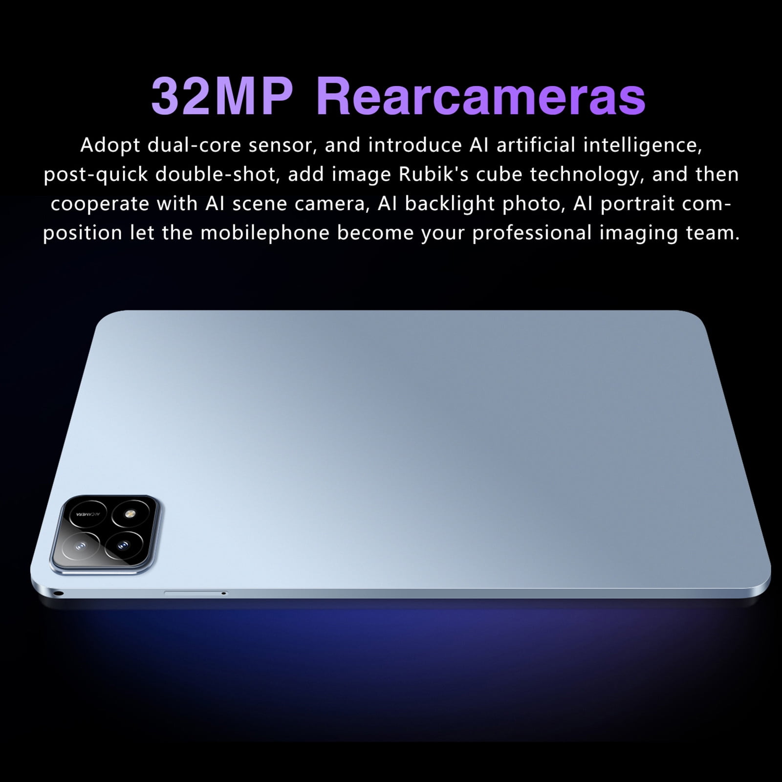 10.1-Inch Android 14 Tablet with Ultra-Thin 2K HD Display, 2GB+32GB, 256GB Expandable, WiFi 7, Bluetooth, Dual SIM, 16MP+32MP Camera, 10000mAh Battery