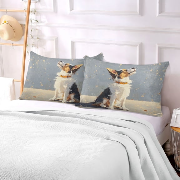 Pillow Case Plush Pillow Light Brown White Dog Case standard size/King size/Queen size Bed Pillow Pillowcases