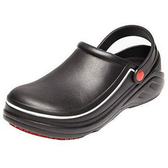 Men and Women's Non-Slip Nursing Chef Shoes Oil Water Resistant Safety Working Shoes for Kitchen Garden Bathroom, Black, 9 Women/8 Men