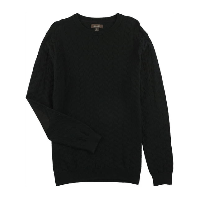 Tasso Elba Mens Chevron Patterned Knit Pullover Sweater deepblack M