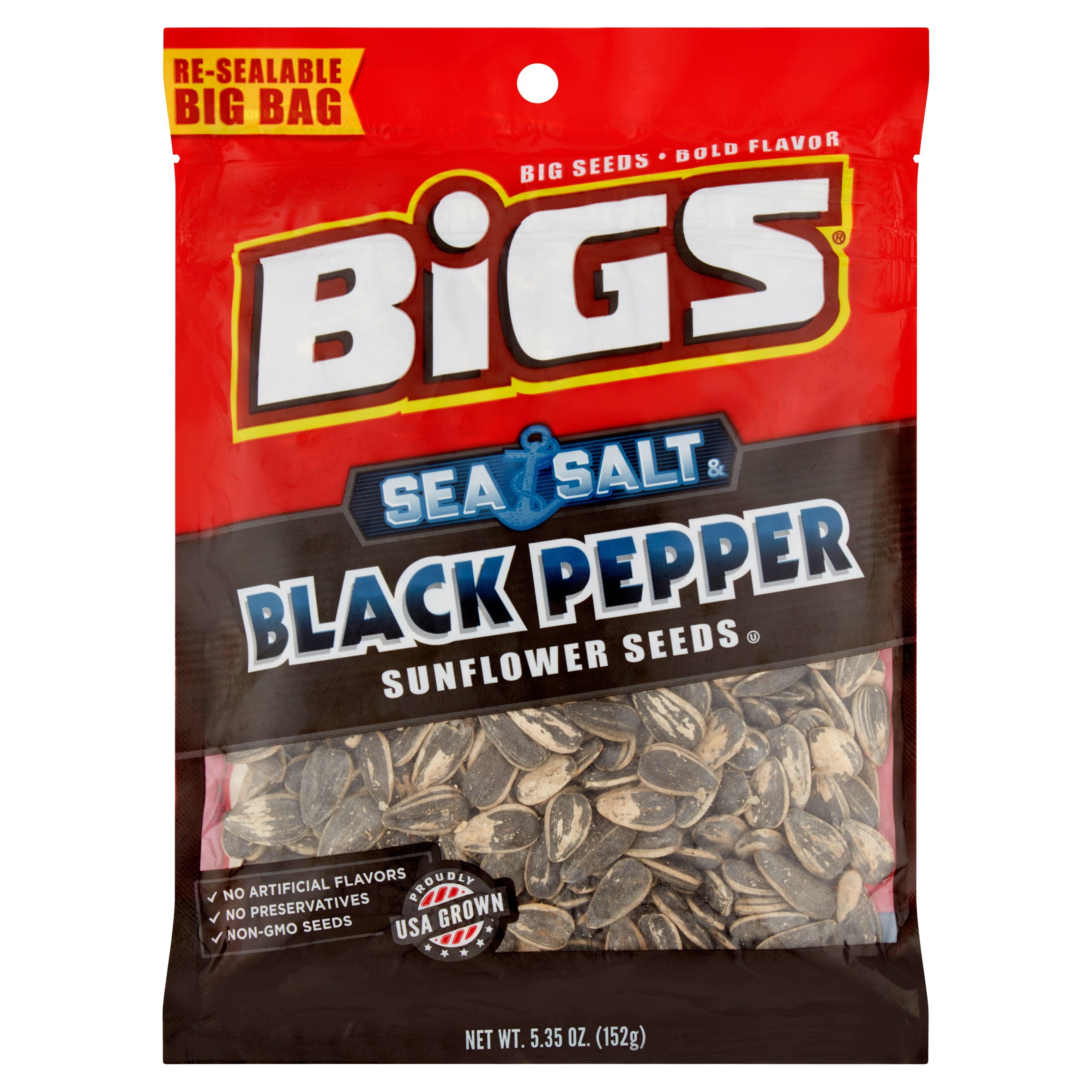 Bigs Sea Salt & Black Pepper Sunflower Seeds, 5.35 oz, 8 pack