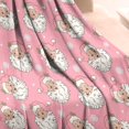 thumbnail image 3 of Pink Christmas Santa Pattern Blanket,Comfortable Soft Lamb Wool Throw Blanket,All Season,Warm Lightweight Blankets for Sofa Bed Couch Living Room Chair,50"x60", 3 of 4