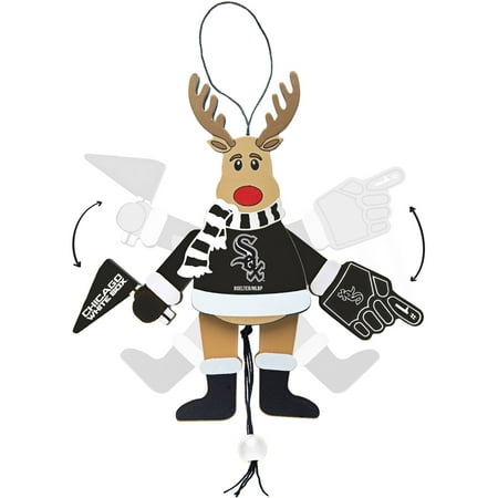 Topperscot by Boelter Brands MLB Wooden Cheering Reindeer Ornament, Chicago White Sox