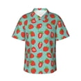 thumbnail image 2 of Picia Hand Drawn Strawberry Gentle Cotton Regular Fit Short Sleeve Casual Hawaiian Shirt for Men-Small, 2 of 9