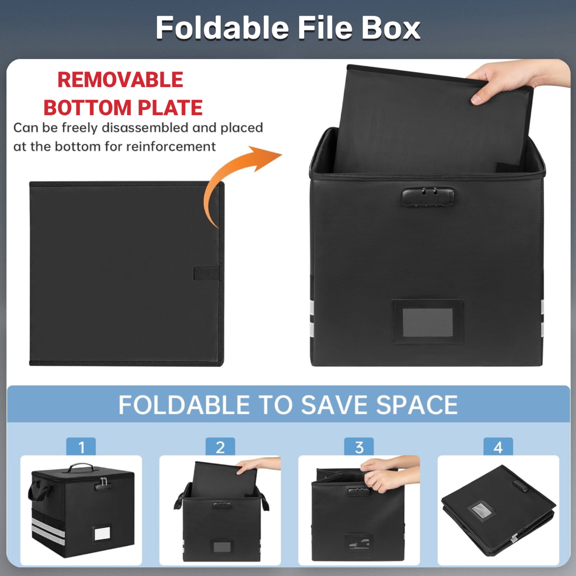 Fireproof Document Box,Blacksmith 13 inch Fireproof Safe Box for File Documents with Lock and Pocket,Fireproof File Box for Important Documents,Passports,Laptop,Black