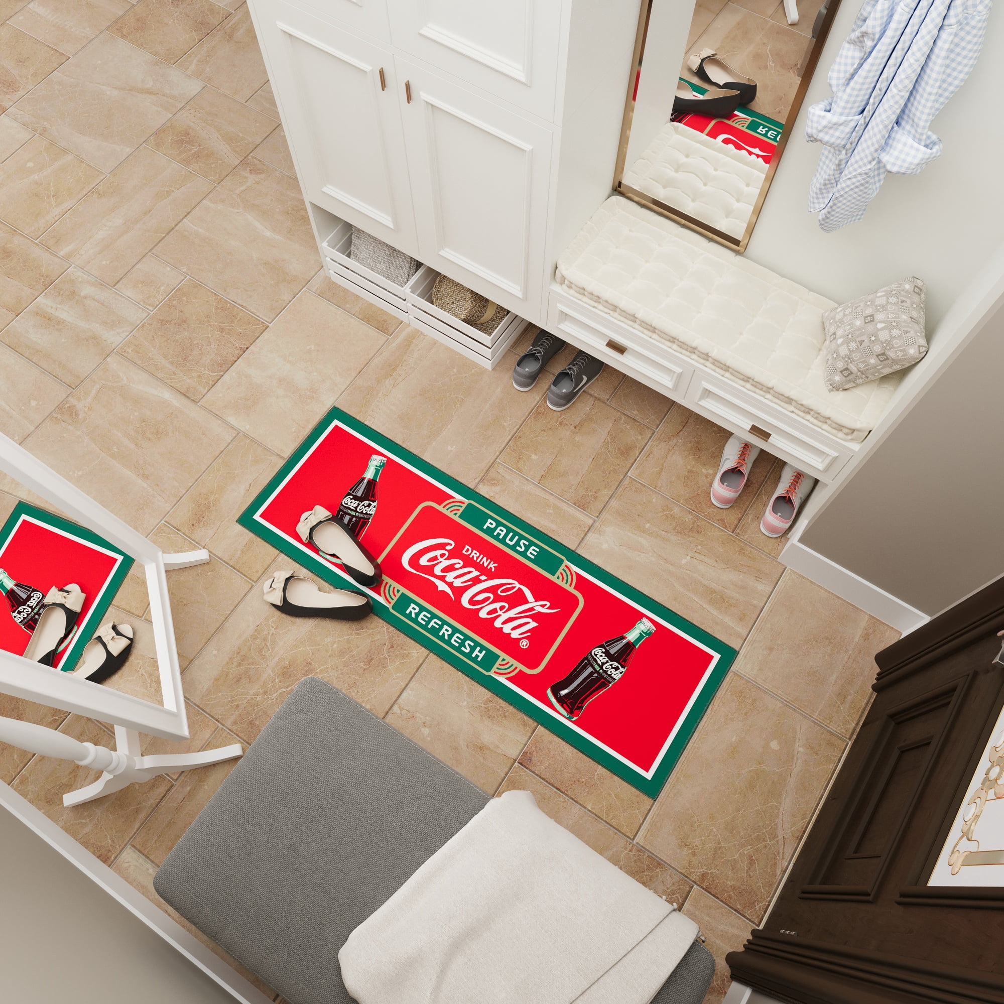 COCA COLA ヴィンテージラグ Ottomanson Coca-Cola Vintage Non-Slip Rubberback Runner Rug 20x59