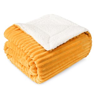 Pavilia Fleece Sherpa Throw Blanket, Yellow 50x60
