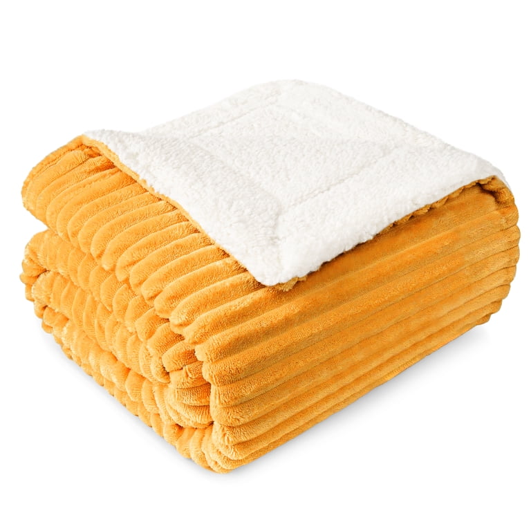 Pavilia Fleece Sherpa Throw Blanket, Yellow 50x60 photo 1