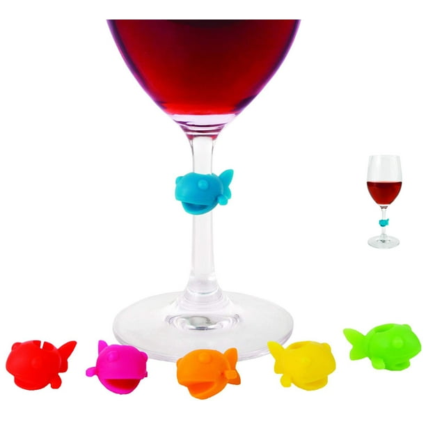 Guppy Silicone Wine Charms Glass, Stemless Wine Glass Charms