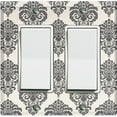 thumbnail image 1 of Metal Light Switch Plate Outlet Cover (Damask Black Tan Pattern - Double Rocker), 1 of 2