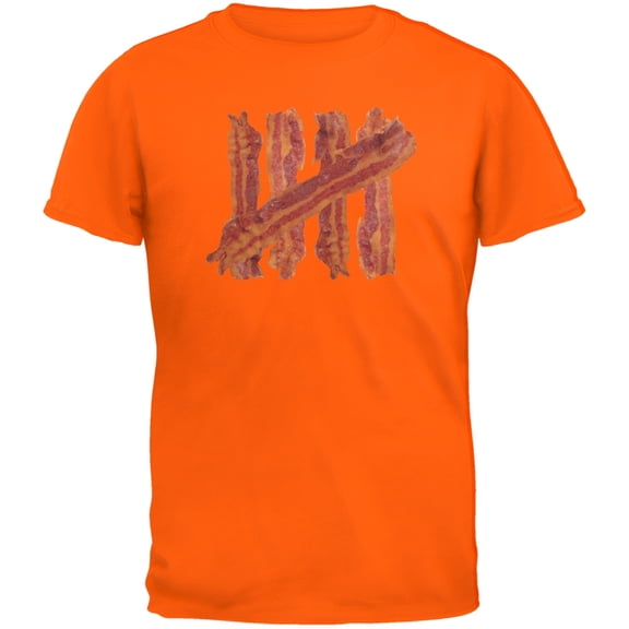 Bacon Strip Tally Marks Orange Adult T-Shirt - X-Large