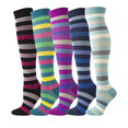 thumbnail image 2 of LYMAYTER 1PC Women Compression Socks Colorful Striped Athletic Support Knit for Long Socks S-XL, 2 of 7