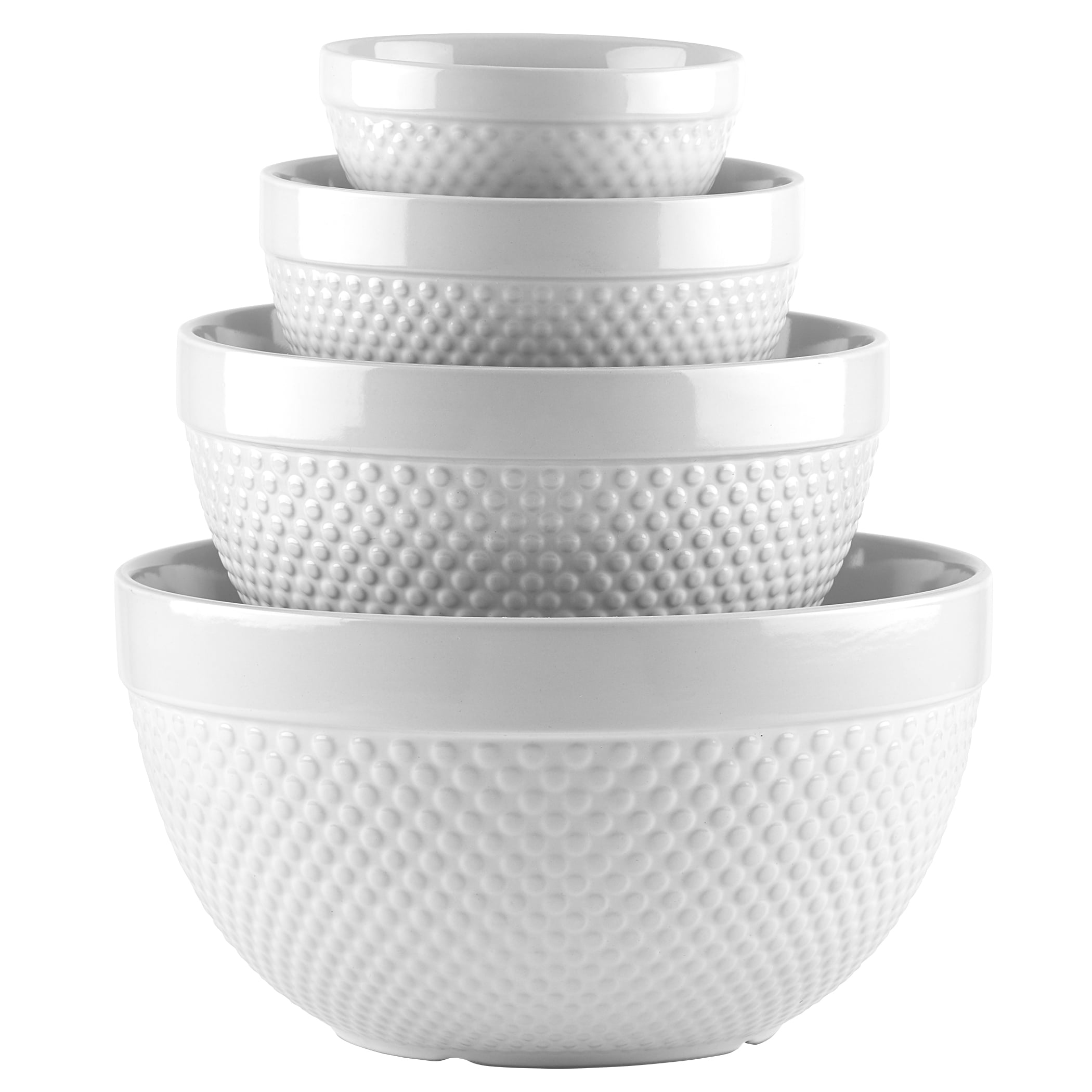 Amoowis Ceramic Mixing Bowls with Lids set for Kitchen, 4sets 8PCS,  60/49/28/18 Ounce,Dishwasher & Microwave Safe,White,Porcelain Serving Bowl  Set