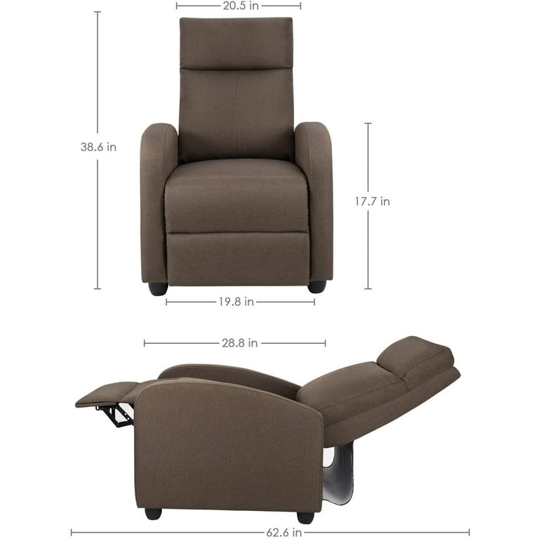 Lacoo Fabric Sofa Recliner with Upholstered Seat and Back Brown