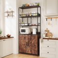 thumbnail image 4 of Hetoy Tall Bar Cabinet - 70.8 Inch Freestanding Wine Rack Industrial Liquor Cabinet with Glass Holder 5 Tier Bakers Rack with Cabinet Large Microwave Stand Wine Cabinet for Kitchen Dining Room, 4 of 8