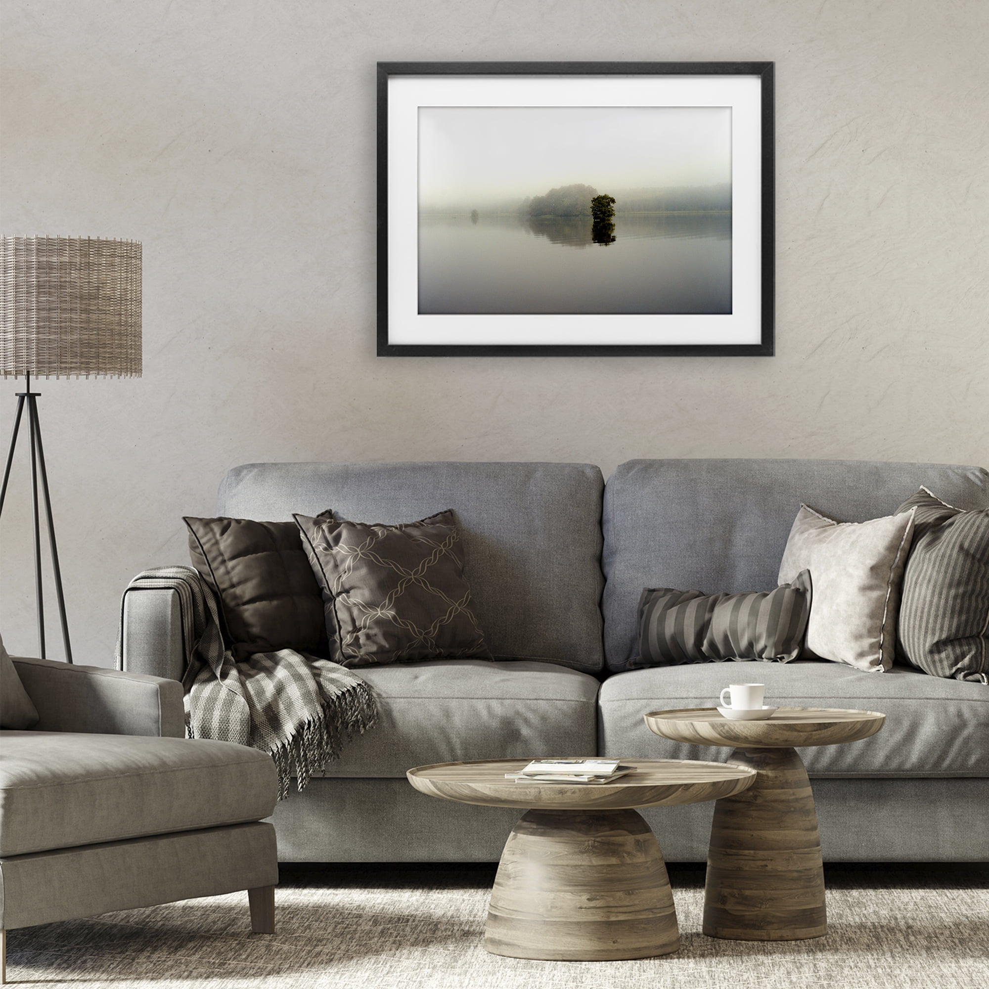 Stupell Industries Misty Lake Reflection Black Framed Print Under Glass, design by Gail Peck