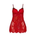 thumbnail image 1 of Gibobby Lencería de encaje Día de San Valentín Malla sin espalda Out Bordado Encaje Camisón hueco Pijamas(Rojo, CH), 1 of 2