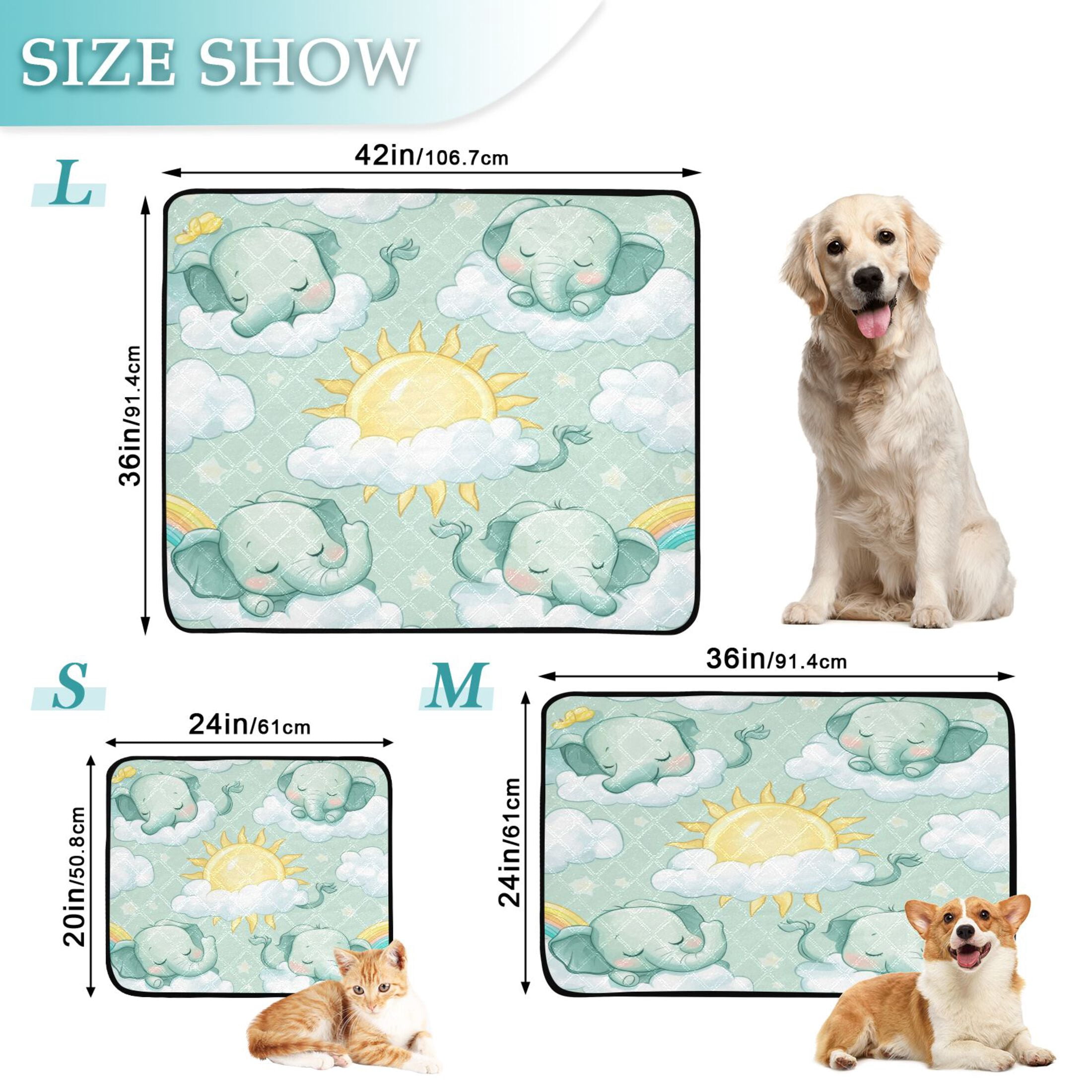 Qxltty Illustration Of Cartoon Sleeping Baby Elephants Cat litter Pads Pet Set of 3 Diaper Mats Center Anti-leakage Layer Absorbent Soft and Comfortable