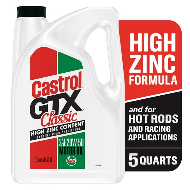 Castrol GTX Classic 20W50 Conventional Motor Oil, 5 Quarts