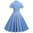 thumbnail image 3 of IBTOM CASTLE Women's Vintage Dress Plaid Floral Cocktail Party Swing Dresses 1950s Retro Gown Wedding Formal A-line Midi Dresses S Blue Striped, 3 of 8