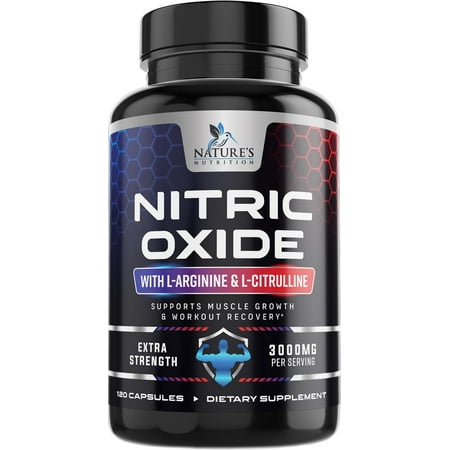 Nitric Oxide Booster Extra Strength 3000mg - 3X Strength L-Arginine & Citrulline, Best Nitric Oxide Supplements for Men, Supports Muscle, Heart Health, Energy Supplement, Bottled in USA, 120 Capsules
