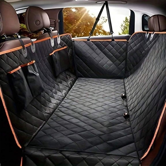 WFPXAMLZZMD Dog Car Seat Cover for Back Seat, Waterproof Seat Protector Scratchproof Pet Hammock with 4 Pockets Side Flaps, Washable Non-Slip Rear Seat Protection for Cars Trucks and SUVs
