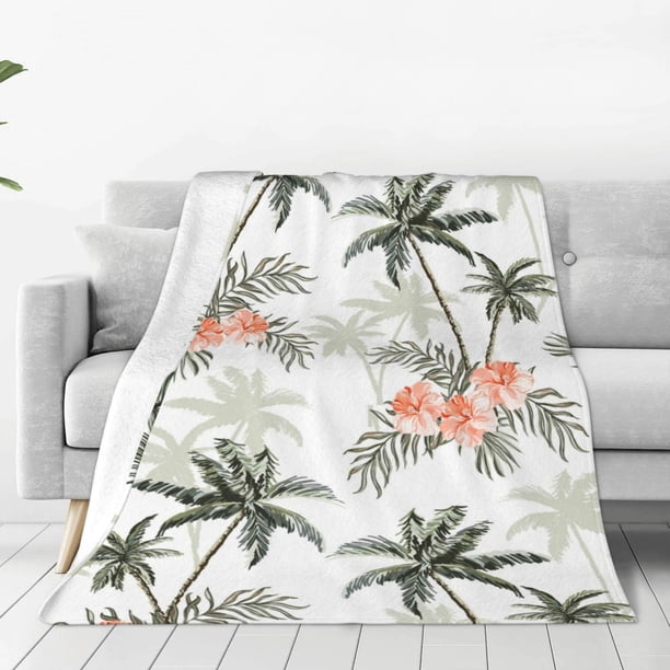 Balery Vintage Palm Trees Manta de Felpa Suave y Acogedora – Cobija de Franela Aterciopelada para Cama, Lavable y Cálida para Sofá, Mascotas, Transpirable-50"x40"