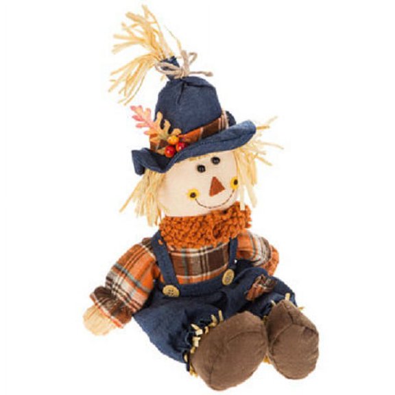 Scarecrow Sitter with Overalls Autumn Table Thanksgiving Home Decoration