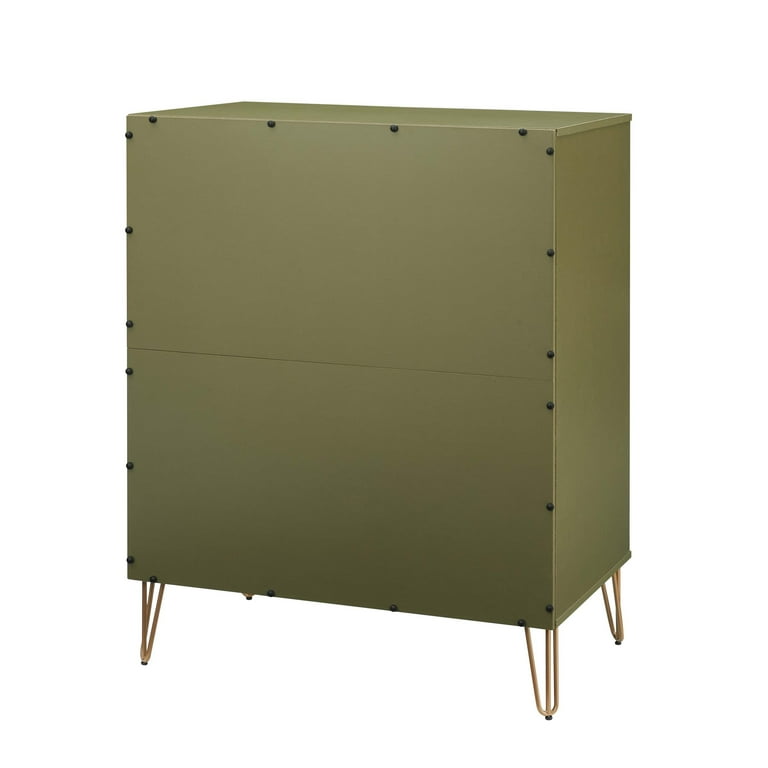 Manhattan Comfort DUMBO Modern 5-Drawer Tall Dresser in Olive Green Manhattan Comfort DUMBO Modern 5-Drawer Tall Dresser in Olive Green