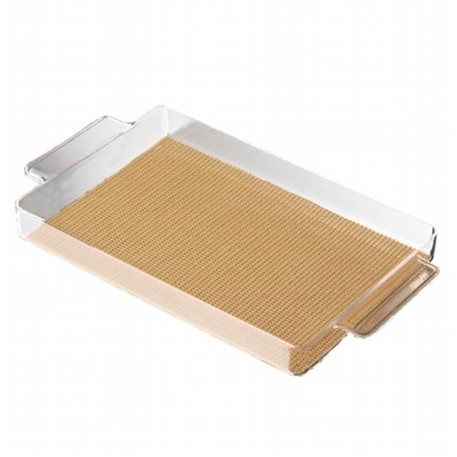 Kraftware 38629 Fishnet Rect. Handled Galery Tray 20 In. X 14 In. Camel