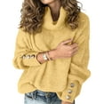 thumbnail image 2 of Women'S Oversized Chunky Pullover Sweaters Cowl Neck Long Sleeve Winter Slouchy Loose Knit Sweaters Yellow XXL, 2 of 8