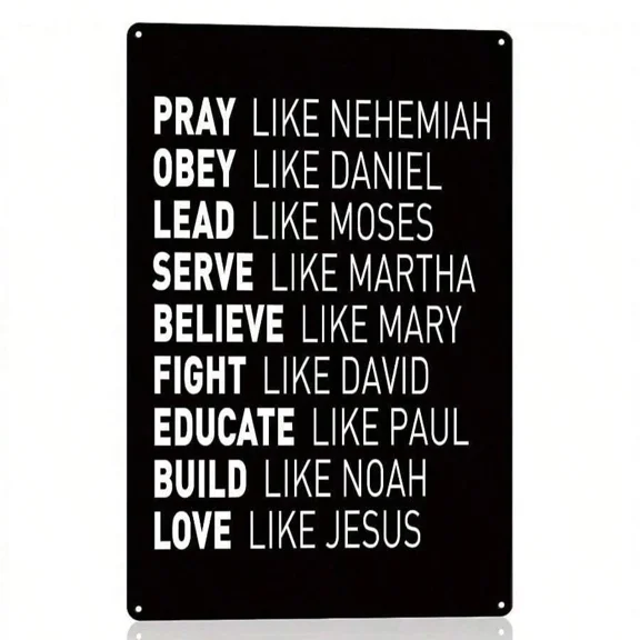 Religious Inspirational Metal Tin Sign, 'Spiritual Super Role Models - Bible Verse', Tin Wall Art Hanging Plaque Sign Decro For Church Or Home Living Room, Perfect 8*12inch Sign Gift For Christian