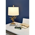 thumbnail image 2 of Lucas McKearn Audubon Metal Table Lamp with White Linen Shade in Gold Leaf, 2 of 5