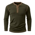 thumbnail image 2 of SAWOBUUN Mens Long Sleeve Ribbed Henley Shirt Slim Fit Color Block Knit Pullover Top Casual Stretch Thermal Undershirt for Fall Winter, 2 of 6