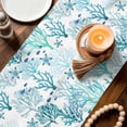 thumbnail image 3 of Ocean Coral Table Runner 90 Inches, Summer Nautical Coastal Coral Starfish Blue Green Bed Runner Dresser Scarves Tabletop for Indoor Outdoor Parties/Ceremony/Banquet, 13" x 90", 3 of 9