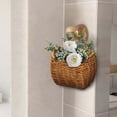 thumbnail image 2 of Wall Mounted Woven Basket, Imitation Rattan Storage Basket for Kitchen Onion, Garlic, Bathroom, No Punching Hanging Storage with Handle, 1 Basket, 2 of 7