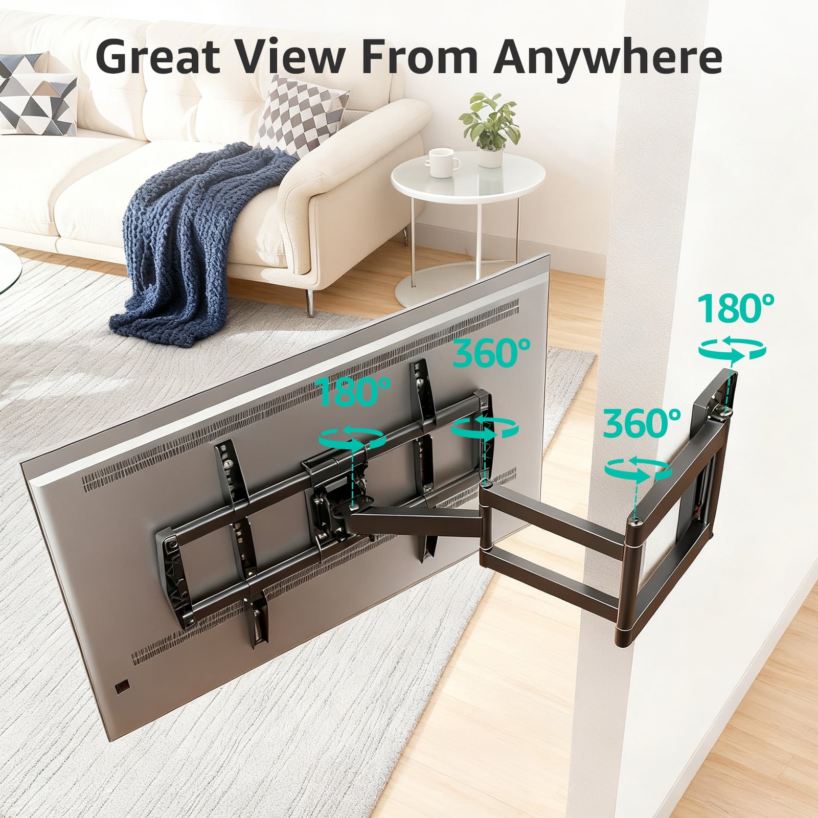 MOUNT PRO Full Motion TV Wall Mount 37.9" Long Arm TV Wall Mount for Most 42-75 Inch TVs, Max VESA 600x400mm and 99lbs Corner TV Wall Mount  with Long Extension & Tilt & Swivel Articulating Arm