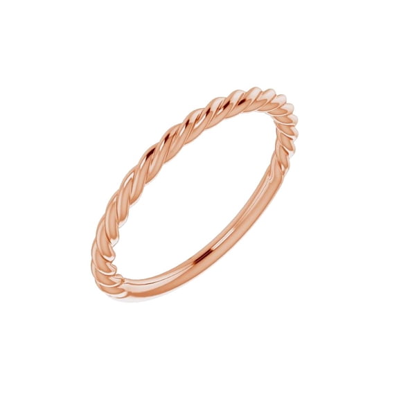14k Rose Gold Polished Rope Band Size 6 Ring for Women and Men - 1.7 Grams