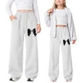 thumbnail image 4 of WAYUTE Girls Pants Bow Detail Loose Fit Straight Leg Joggers Pants with Back Pocket Casual Comfortable Playwear Outdoor Activities, 4 of 4
