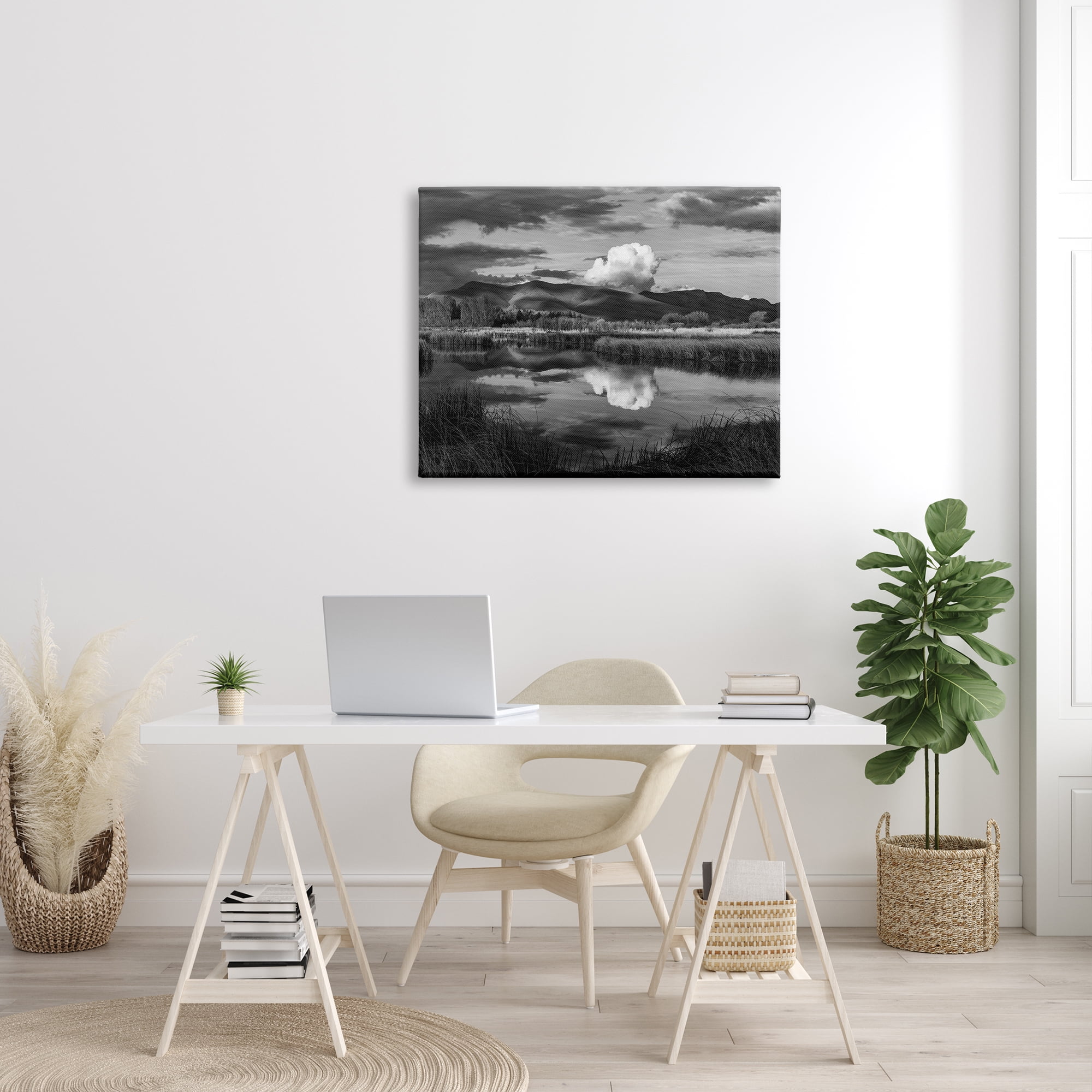 Stupell Industries Puffy Cloud Over Mountain Grassy Marsh Landscape Photograph Gallery Wrapped Canvas Print Wall Art, Design by Steve Smith