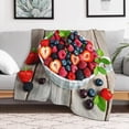 thumbnail image 5 of NIANHE Berries strawberries woode blanket, comfortable and soft, warm casual blanket, printed design, winter sofa dormitory home decoration, must-have travel product. Size is 60x80 inches., 5 of 9