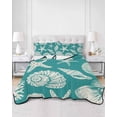 thumbnail image 2 of Twin XL Quilt Bedding Set, Teal Green Starfish Coastal Reversible Summer Quilt 3 Pieces, Shell Summer Beach Nautical Lightweight Bedspreads Coverlets with 2 Pillow Shams for All Seasons, 2 of 5