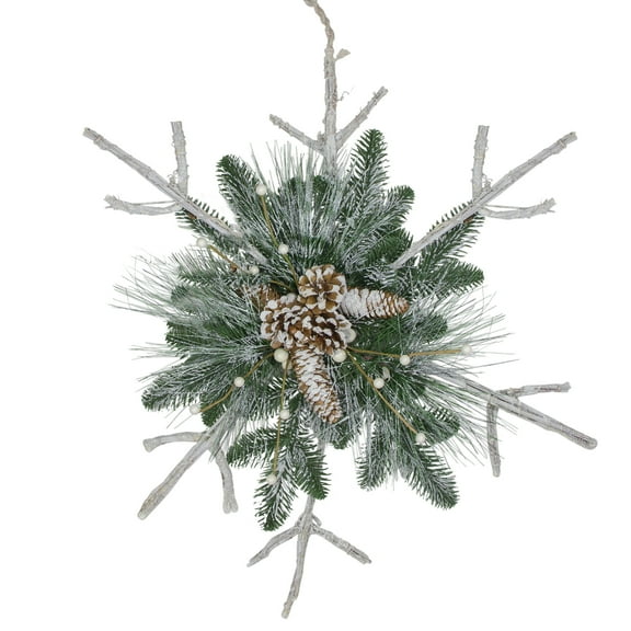 Northlight Frosted Mixed Pine Twig Snowflake Christmas Ornament - Large - 24"