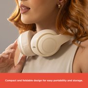 RadioShack Bluetooth Headphones – 40mm Drivers, 30-Hour Playtime, Bluetooth 5.4, Built-In Microphone, Foldable Design, Elegant Creme